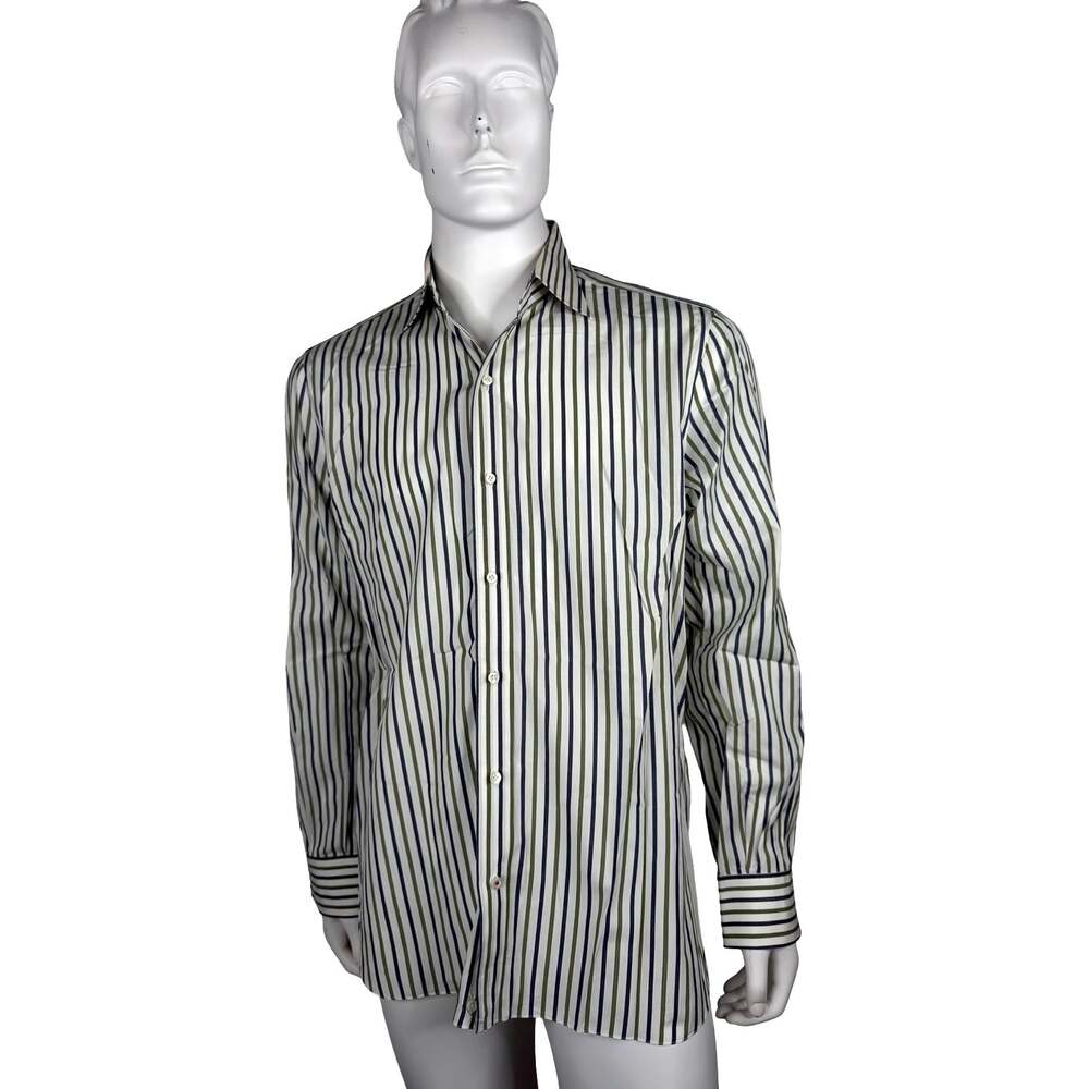 Isaia Napoli Men's Long Sleeve Striped Dress Shirt Sz. XL